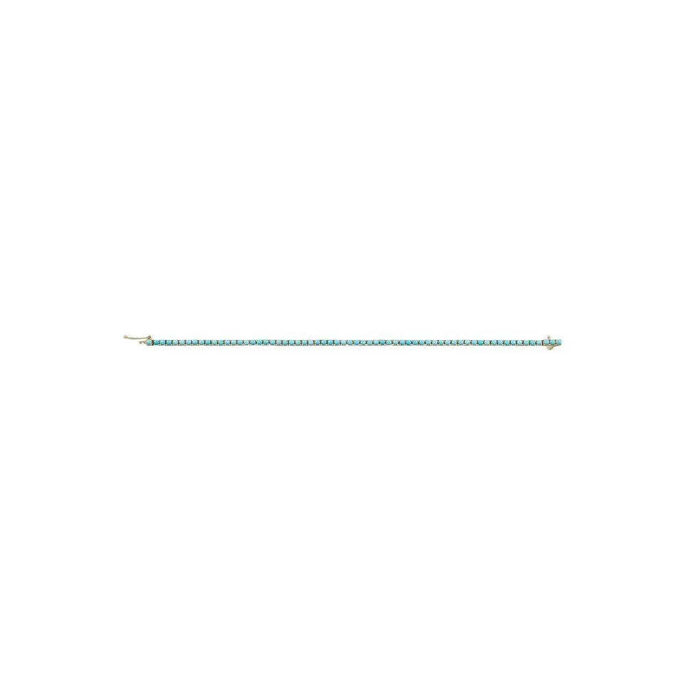 Natural Round Turquoise Line Bracelet (14K)