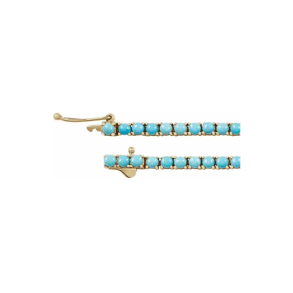 Natural Round Turquoise Line Bracelet (14K)