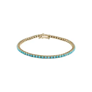 Natural Round Turquoise Line Bracelet (14K)