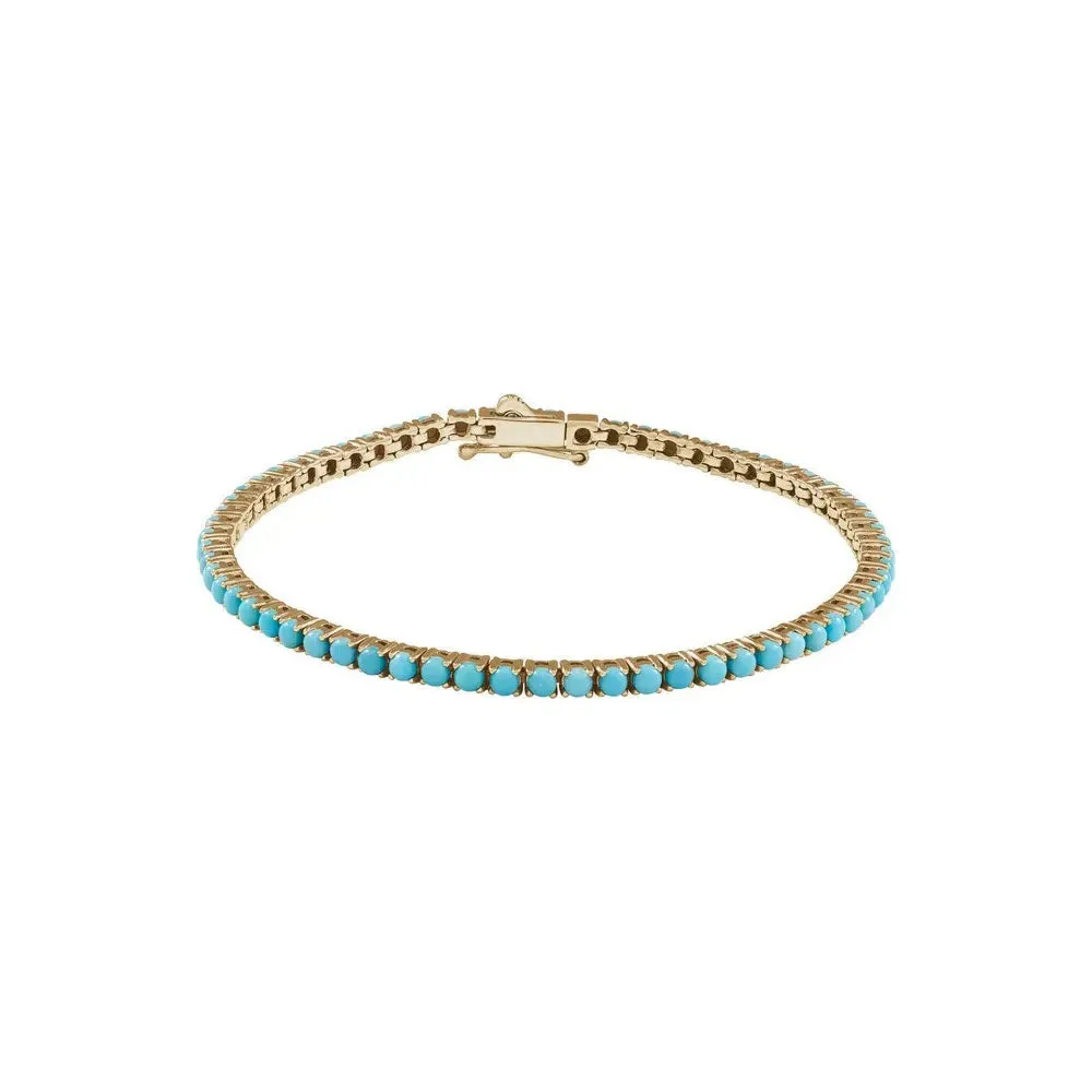 Natural Round Turquoise Line Bracelet (14K)