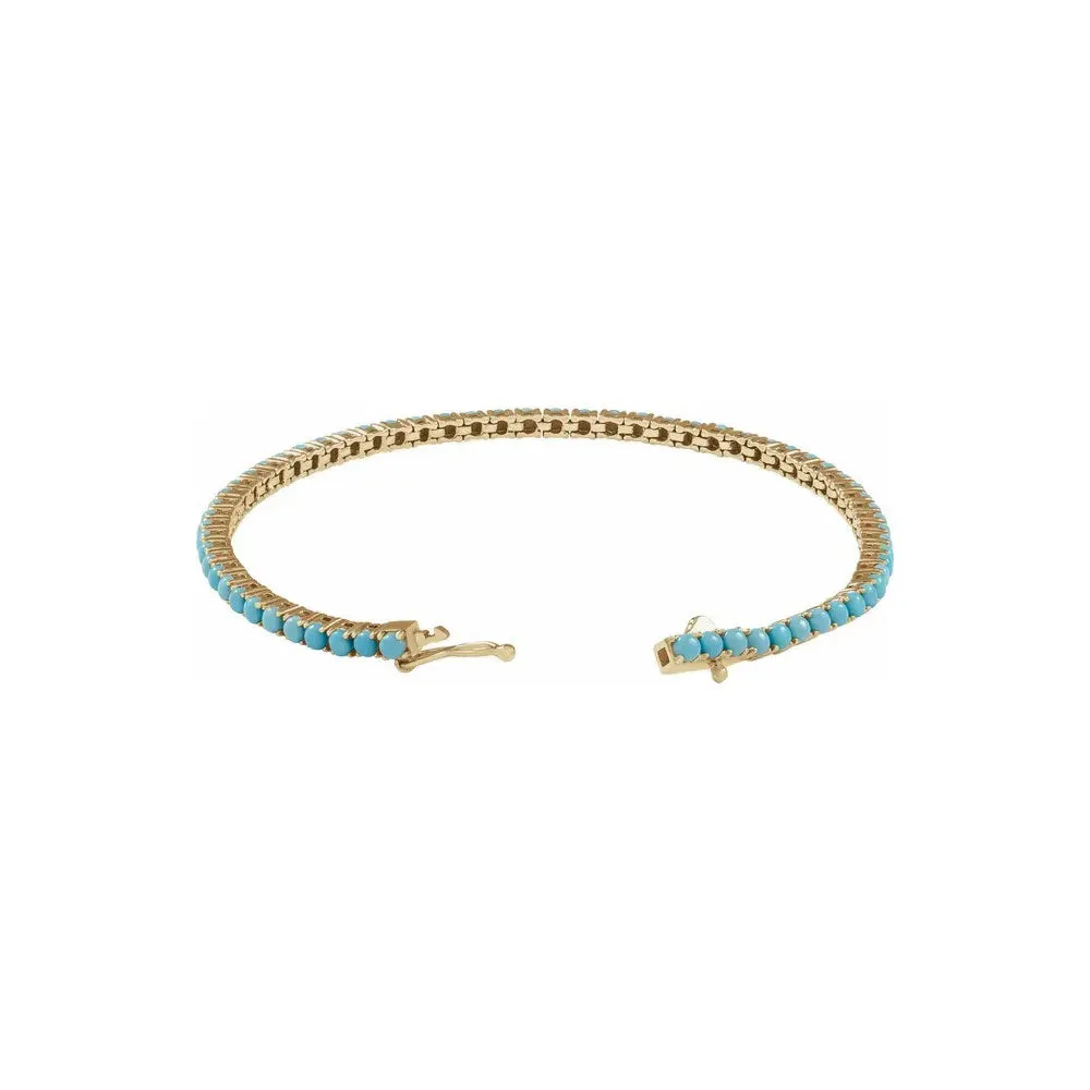 Natural Round Turquoise Line Bracelet (14K)