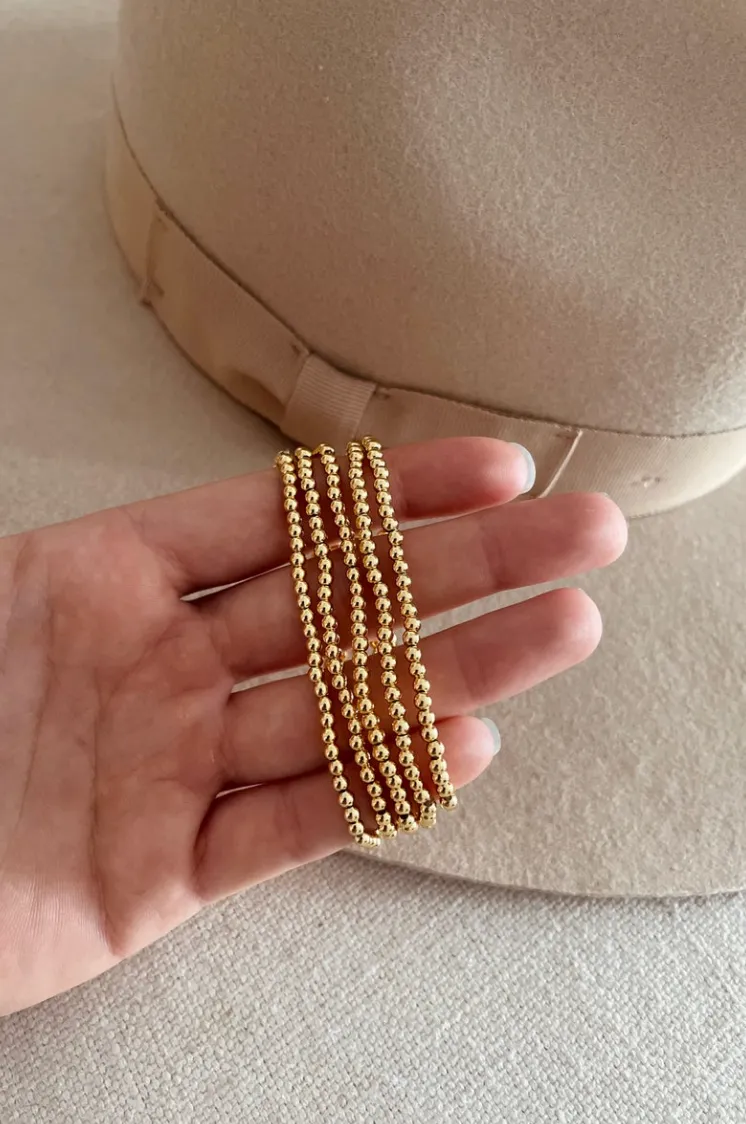 NEW 3mm Gold Bead Bracelet
