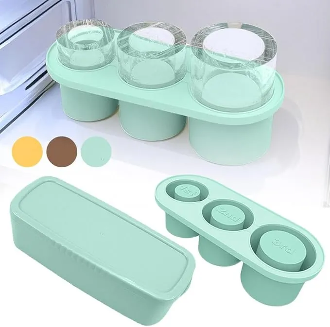 New Green Ice Cube Tray for Stanley, Silicone Ice Cube Maker with Lid for Making 3 Hollow Cylinder Ice Cube Molds, Accessories for Stanley Cups 30-40 Oz for Chilling Cocktails,Whiskey,Drinks,Coffee
