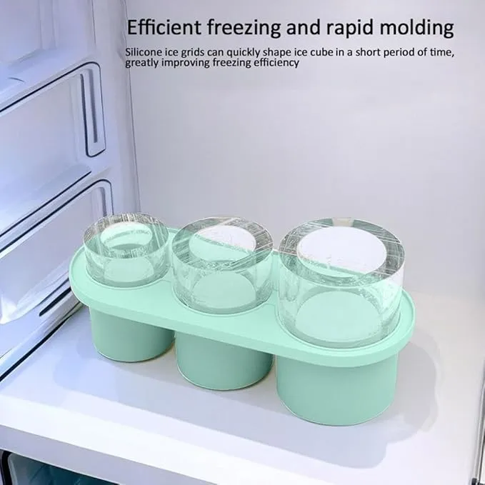 New Teal Ice Cube Tray for Stanley, Silicone Ice Cube Maker with Lid for Making 3 Hollow Cylinder Ice Cube Molds, Accessories for Stanley Cups 30-40 Oz for Chilling Cocktails,Whiskey,Drinks,Coffee