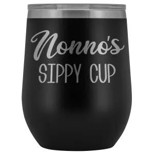 Nonno's Sippy Cup Nonno Wine Tumbler Gifts for Nonnos Funny Stemless Stainless Steel Insulated Wine Tumblers Hot Cold BPA Free 12oz Travel Cup