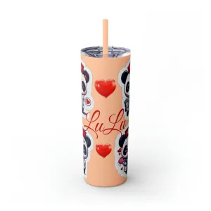 Panda Heart Skinny Tumbler with Straw, 20oz