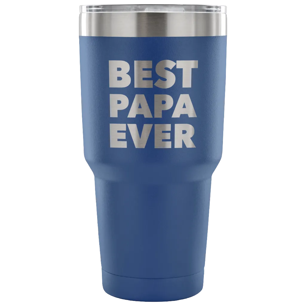 Papa Gifts Best Papa Ever Tumbler Double Wall Vacuum Insulated Hot Cold Travel Cup 30oz BPA Free