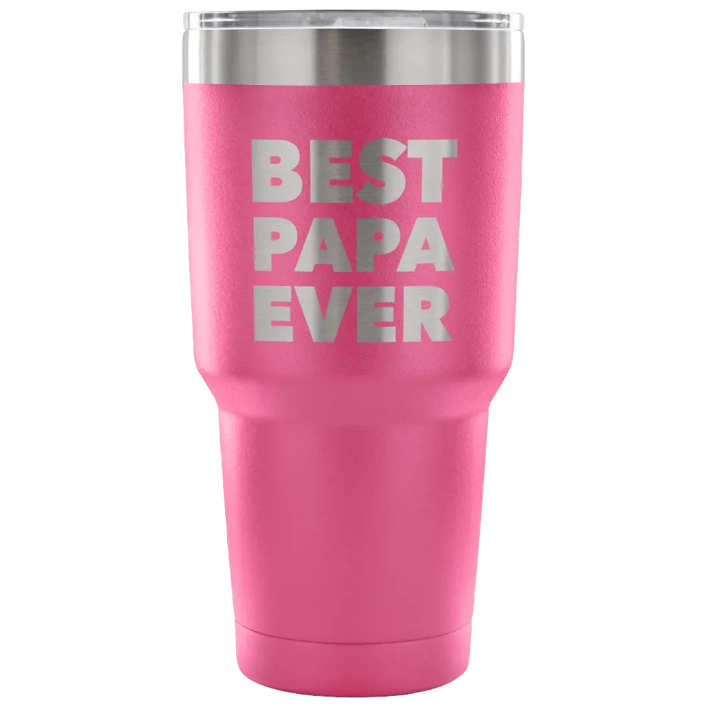 Papa Gifts Best Papa Ever Tumbler Double Wall Vacuum Insulated Hot Cold Travel Cup 30oz BPA Free