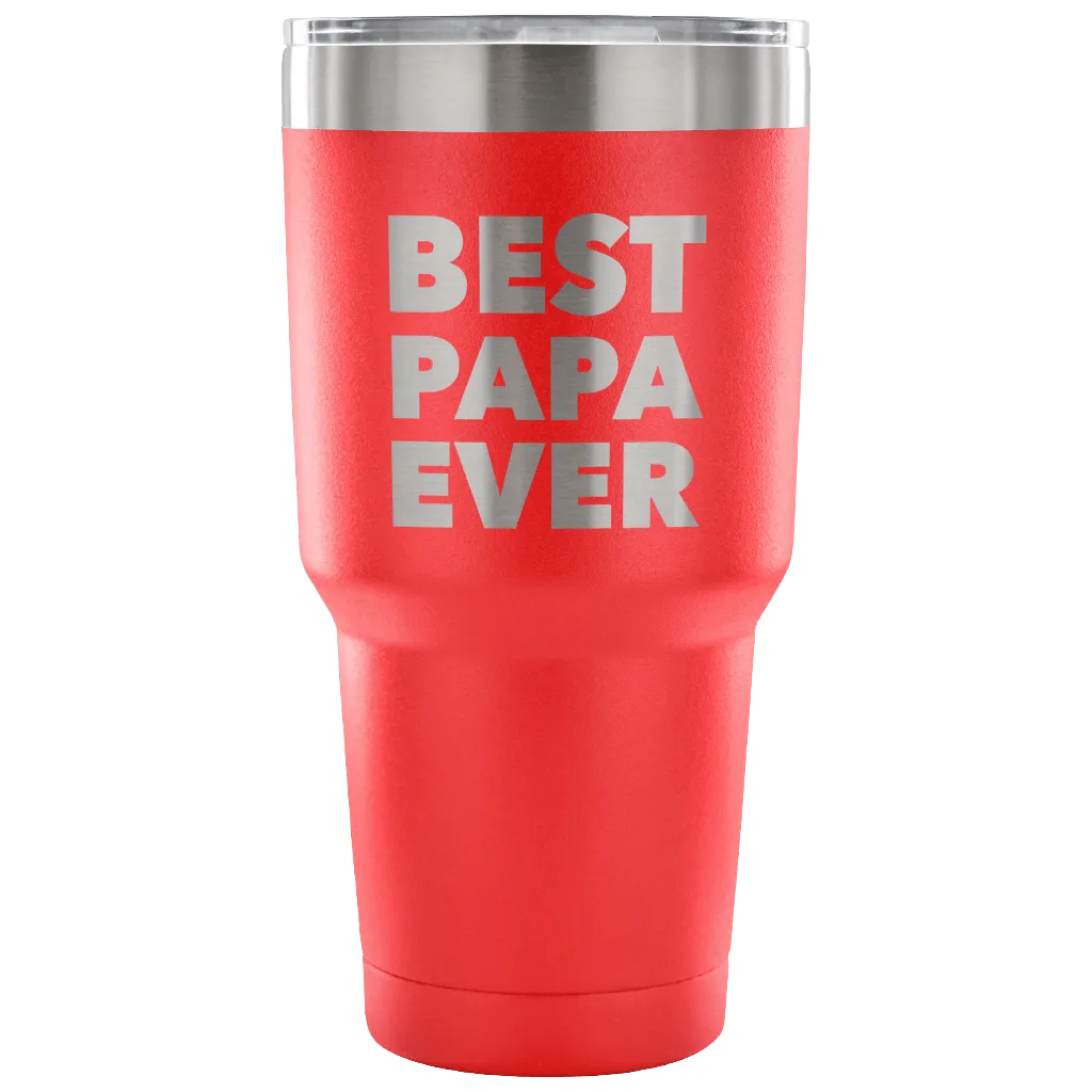 Papa Gifts Best Papa Ever Tumbler Double Wall Vacuum Insulated Hot Cold Travel Cup 30oz BPA Free