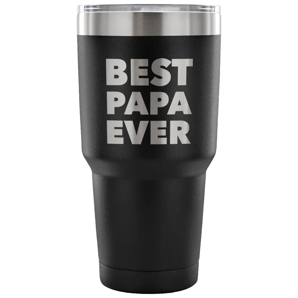 Papa Gifts Best Papa Ever Tumbler Double Wall Vacuum Insulated Hot Cold Travel Cup 30oz BPA Free