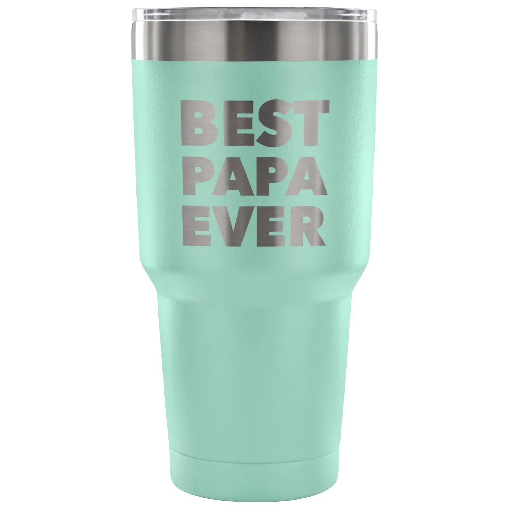 Papa Gifts Best Papa Ever Tumbler Double Wall Vacuum Insulated Hot Cold Travel Cup 30oz BPA Free