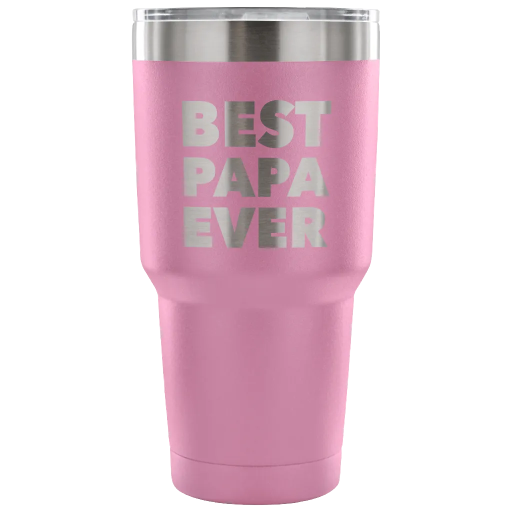 Papa Gifts Best Papa Ever Tumbler Double Wall Vacuum Insulated Hot Cold Travel Cup 30oz BPA Free