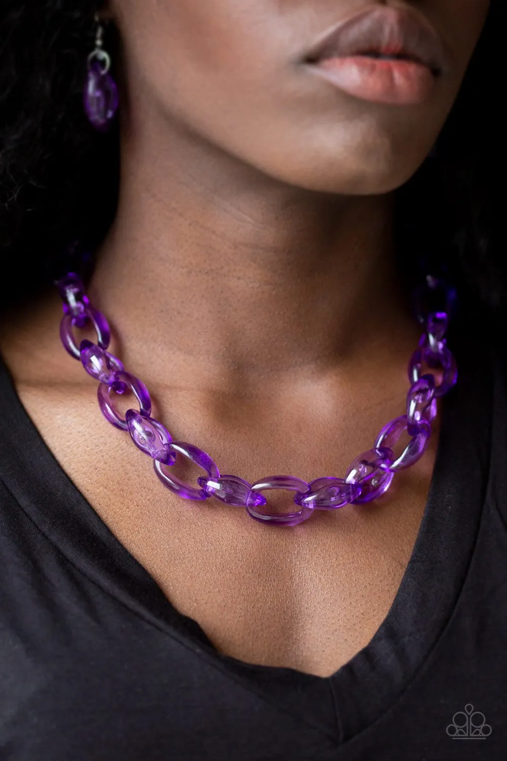 Paparazzi Ice Queen - Purple Acrylic Link Necklace