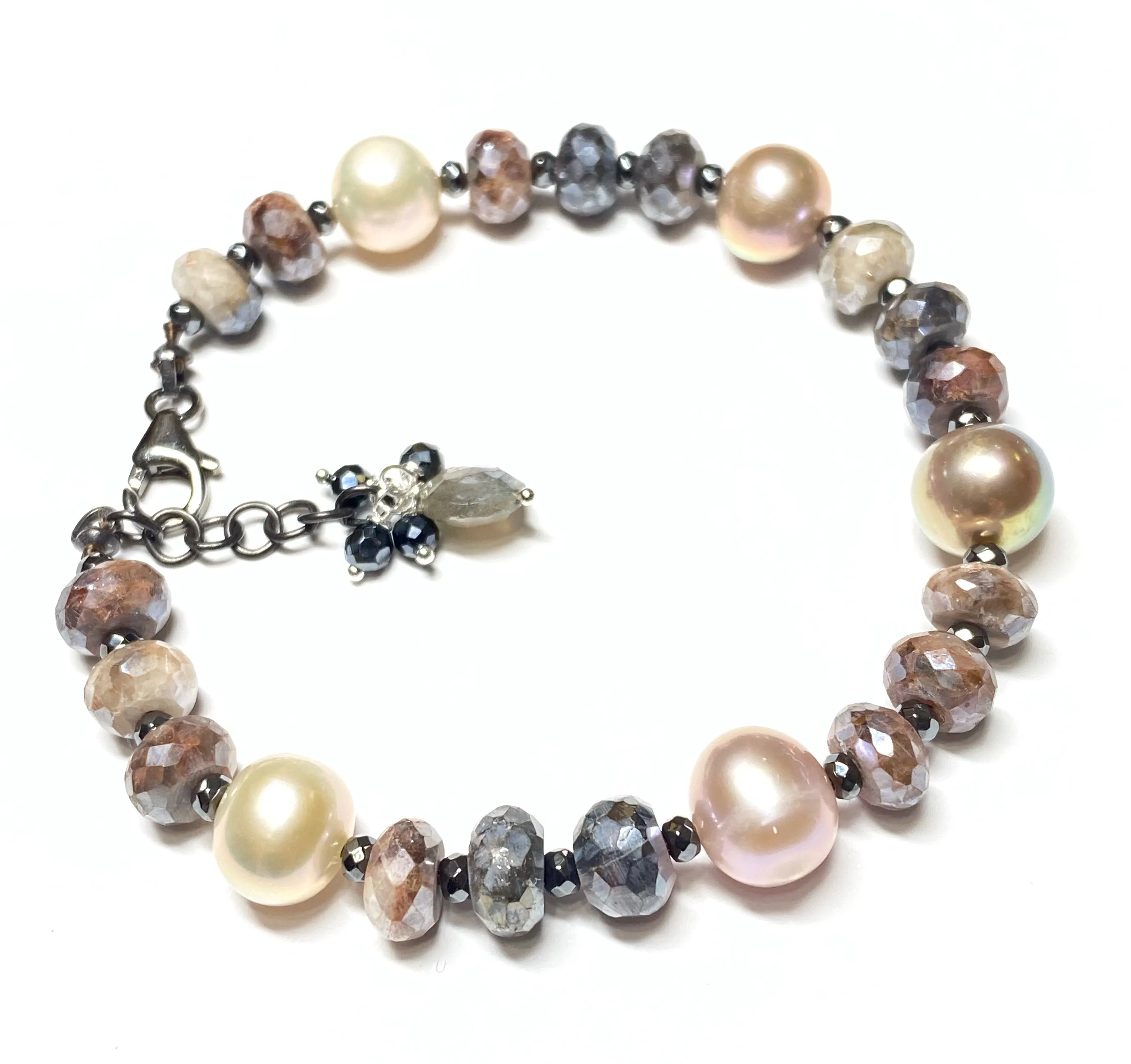 Pearl and Mystic Moonstone Bracelet