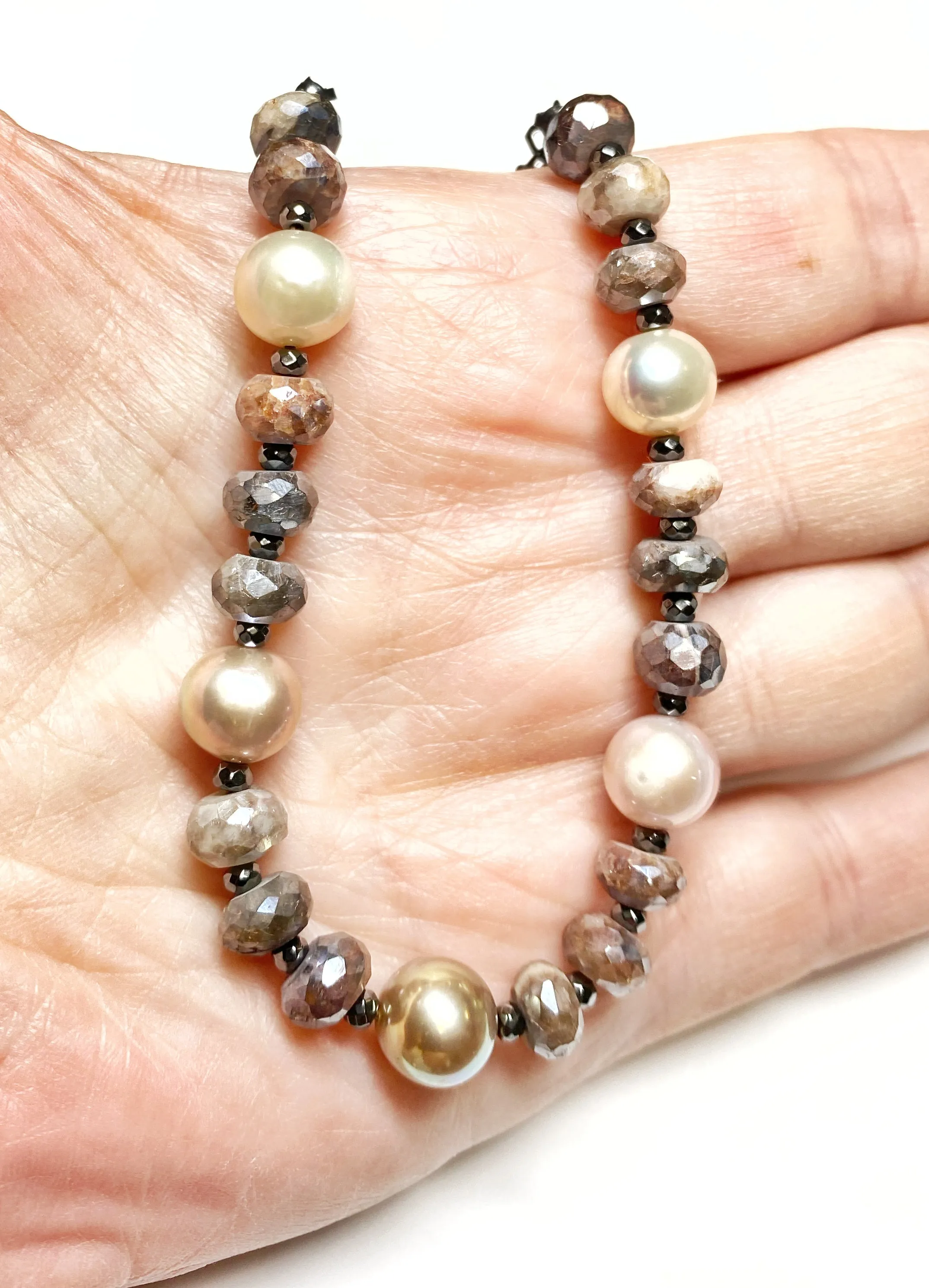 Pearl and Mystic Moonstone Bracelet
