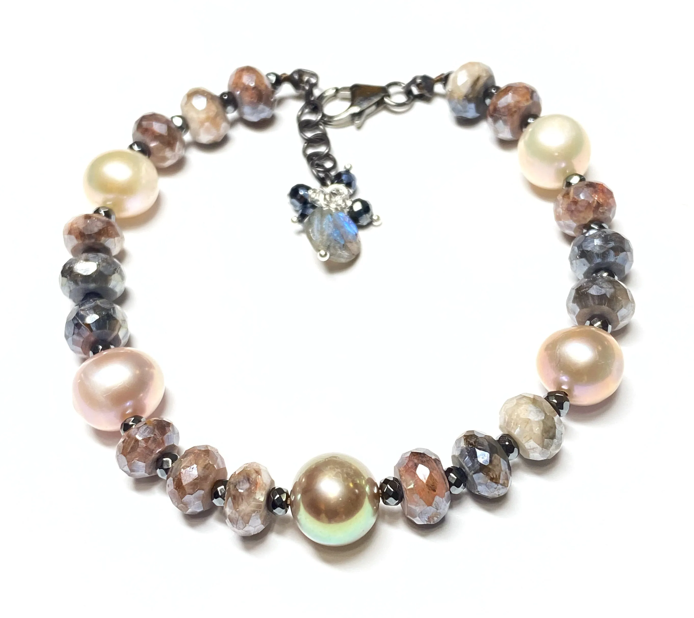 Pearl and Mystic Moonstone Bracelet