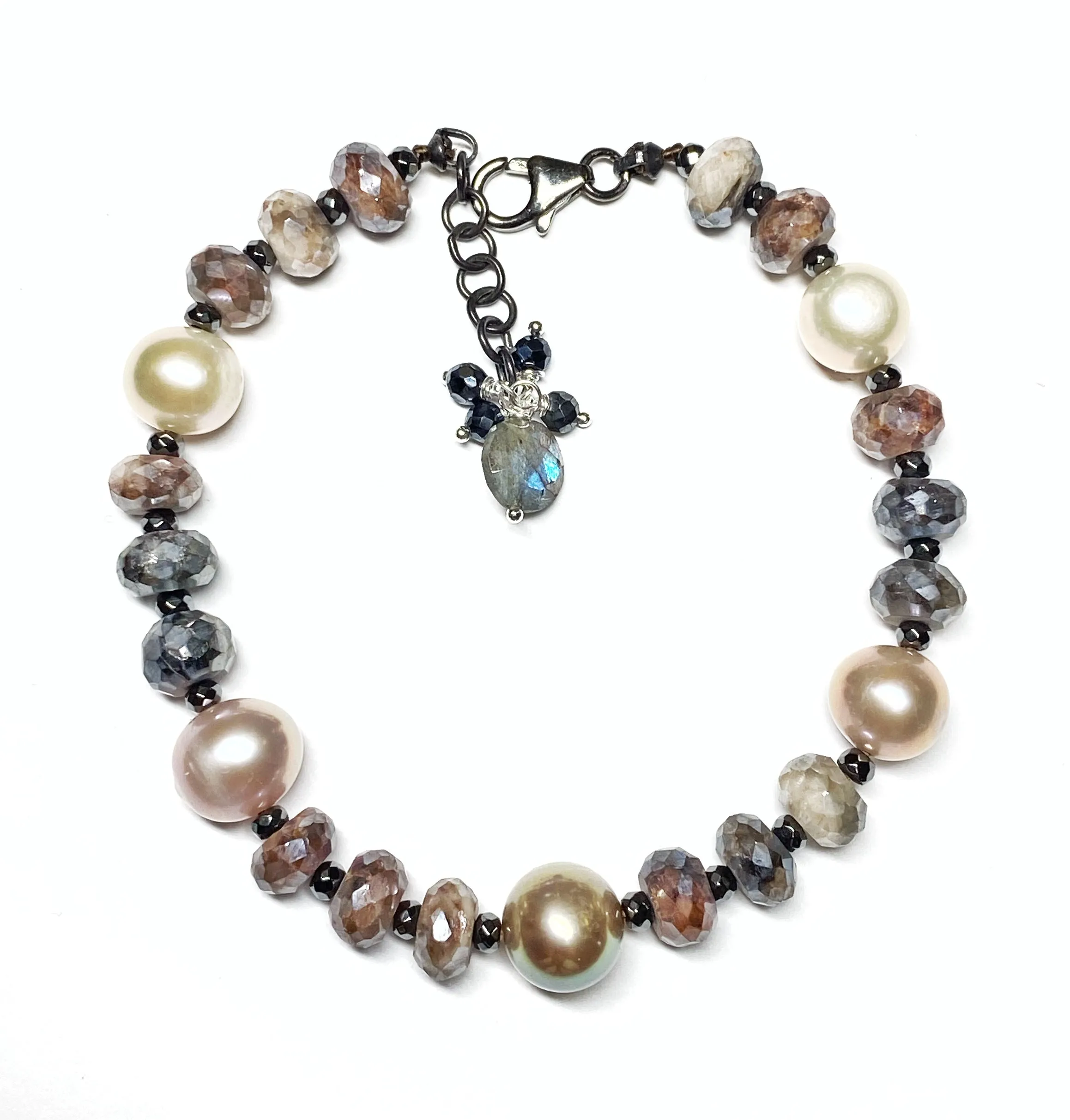 Pearl and Mystic Moonstone Bracelet