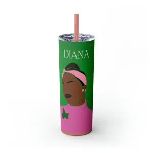 Pink and Green Affair Personalized Skinny Tumbler with Straw, 20oz