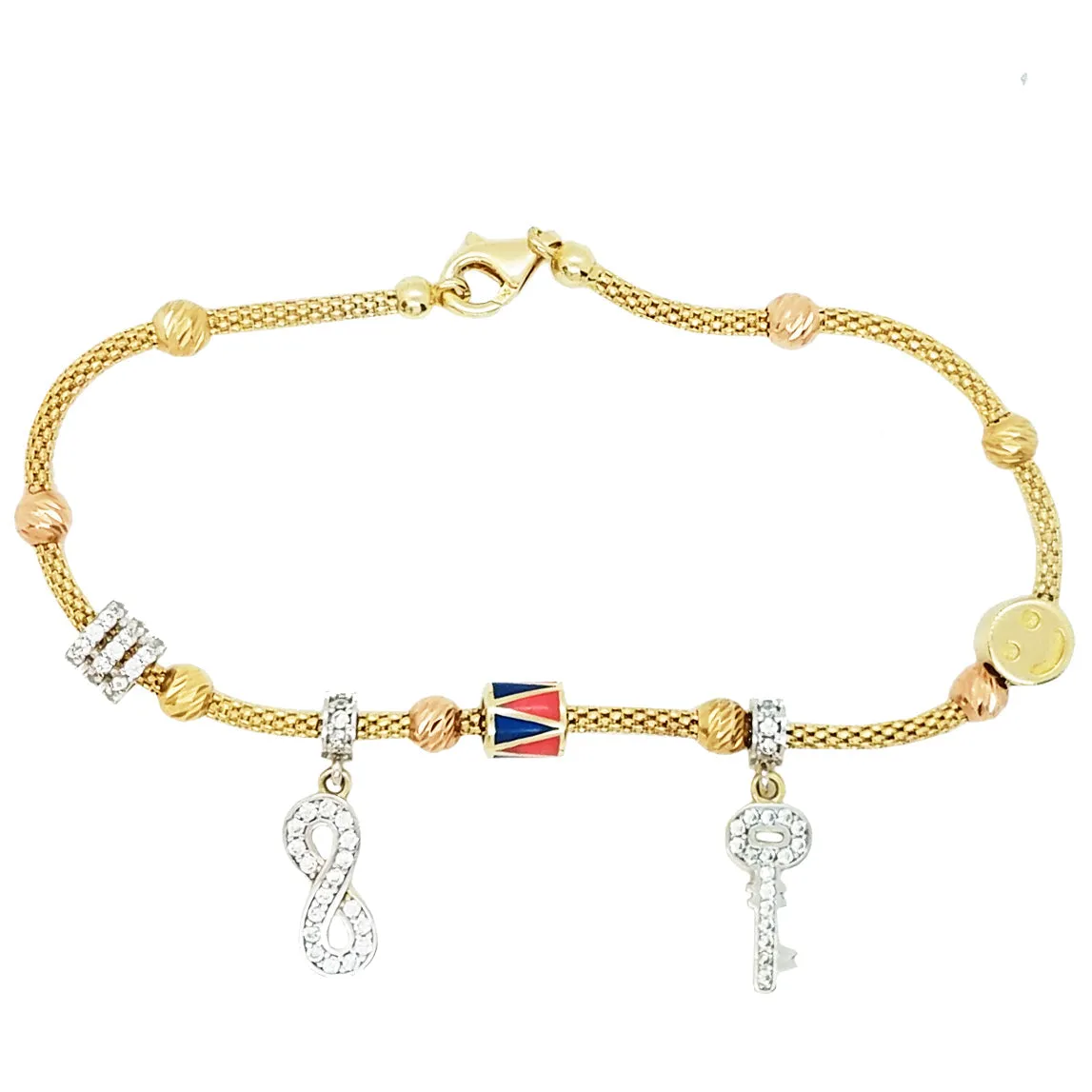 Popcorn link charm bracelet
