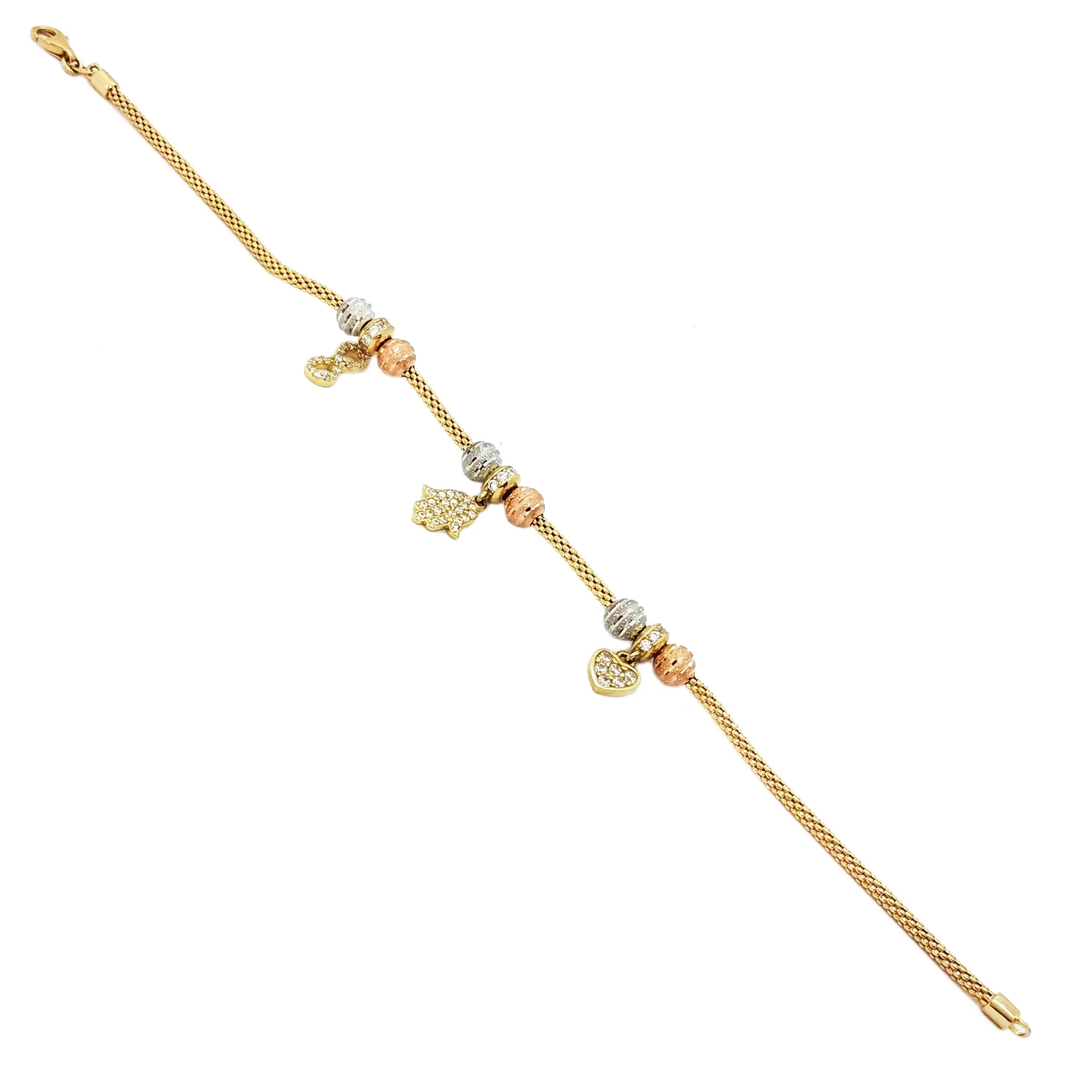 Popcorn link charm bracelet