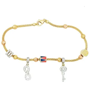 Popcorn link charm bracelet