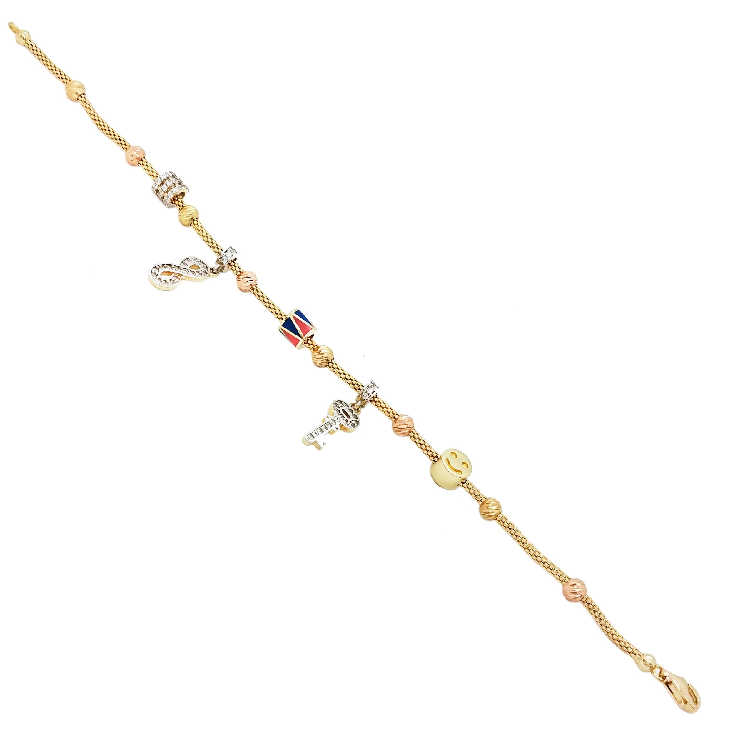 Popcorn link charm bracelet