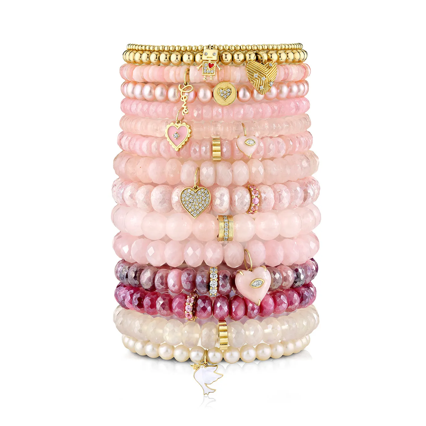 Pure Gold Tiny Love on Pink Opal