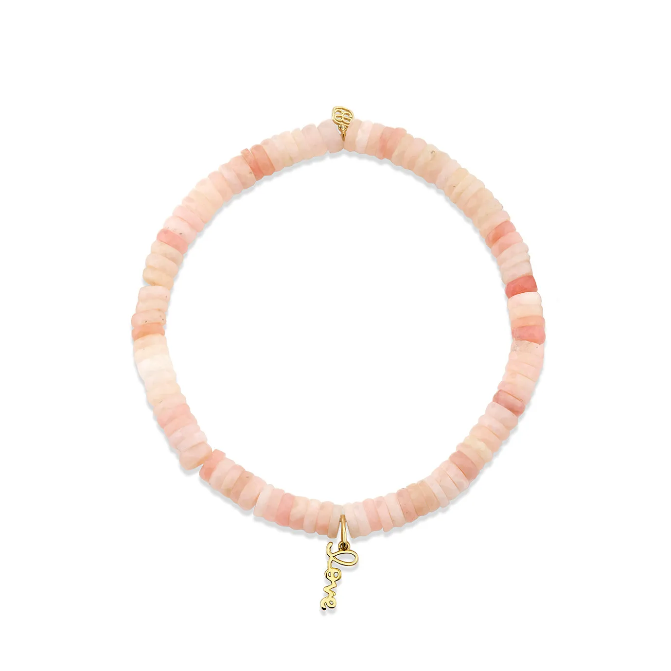 Pure Gold Tiny Love on Pink Opal