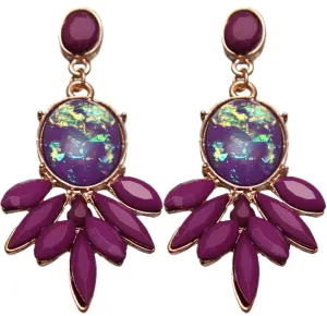 Purple Faceted Faux Gemstone Post Earrings