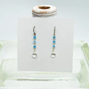 Quartz & Chalcedony Waterfall Gold Earrings
