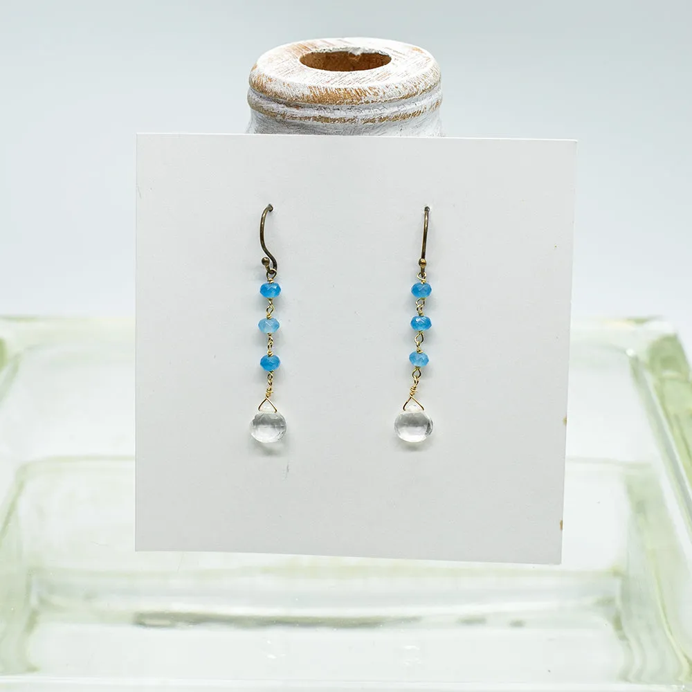 Quartz & Chalcedony Waterfall Gold Earrings