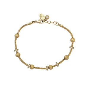 Radiant Hamsa & Bead Charm Bracelet (14K)