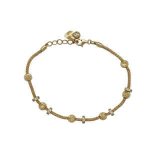 Radiant Heart & Bead Charm Bracelet (14K)