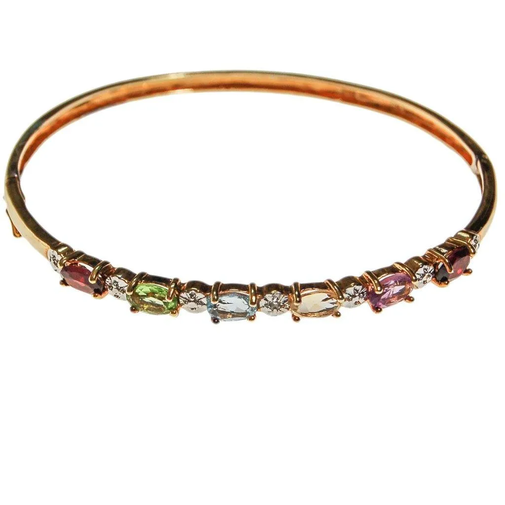 Rainbow Gemstone Bangle Bracelet