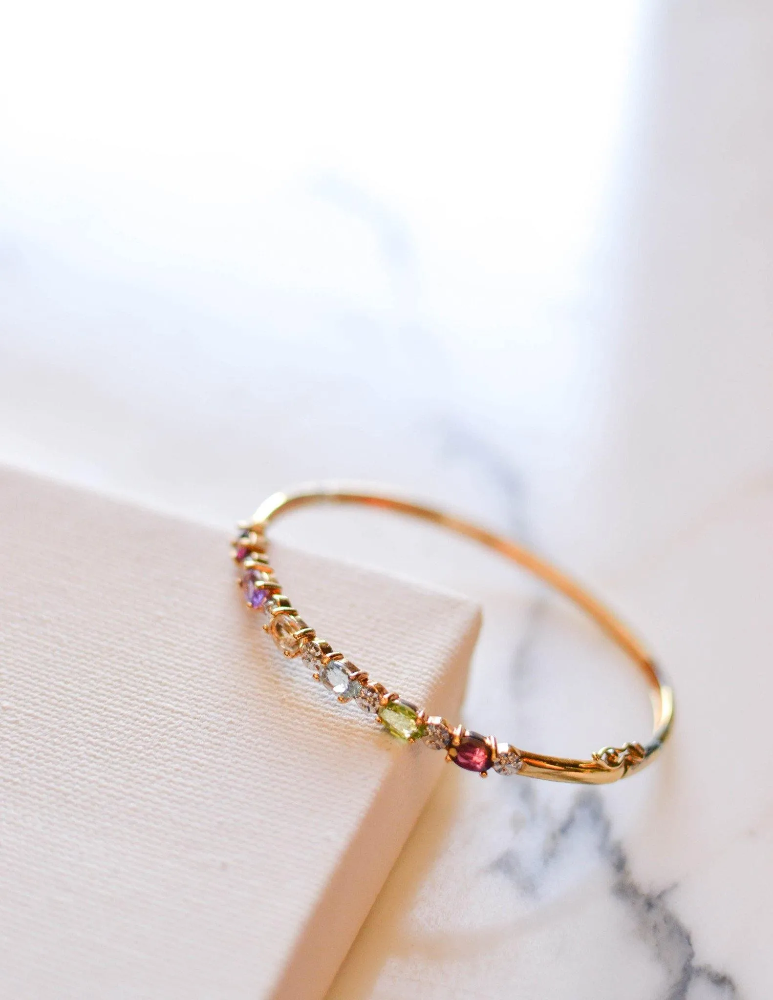 Rainbow Gemstone Bangle Bracelet
