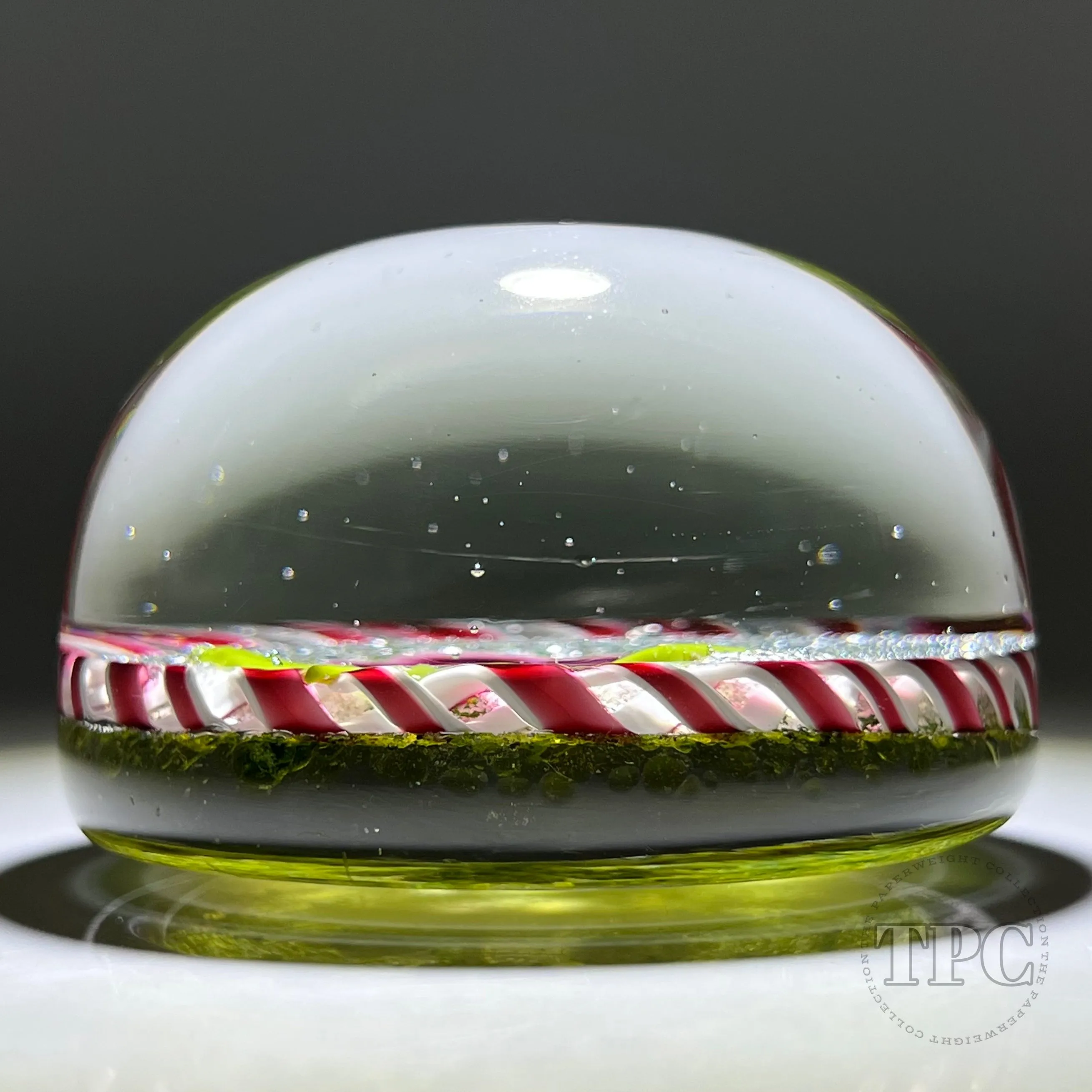 Rare Antique Val St Lambert Art Glass Paperweight Lampwork Pansy on Mica Ground with Torsade