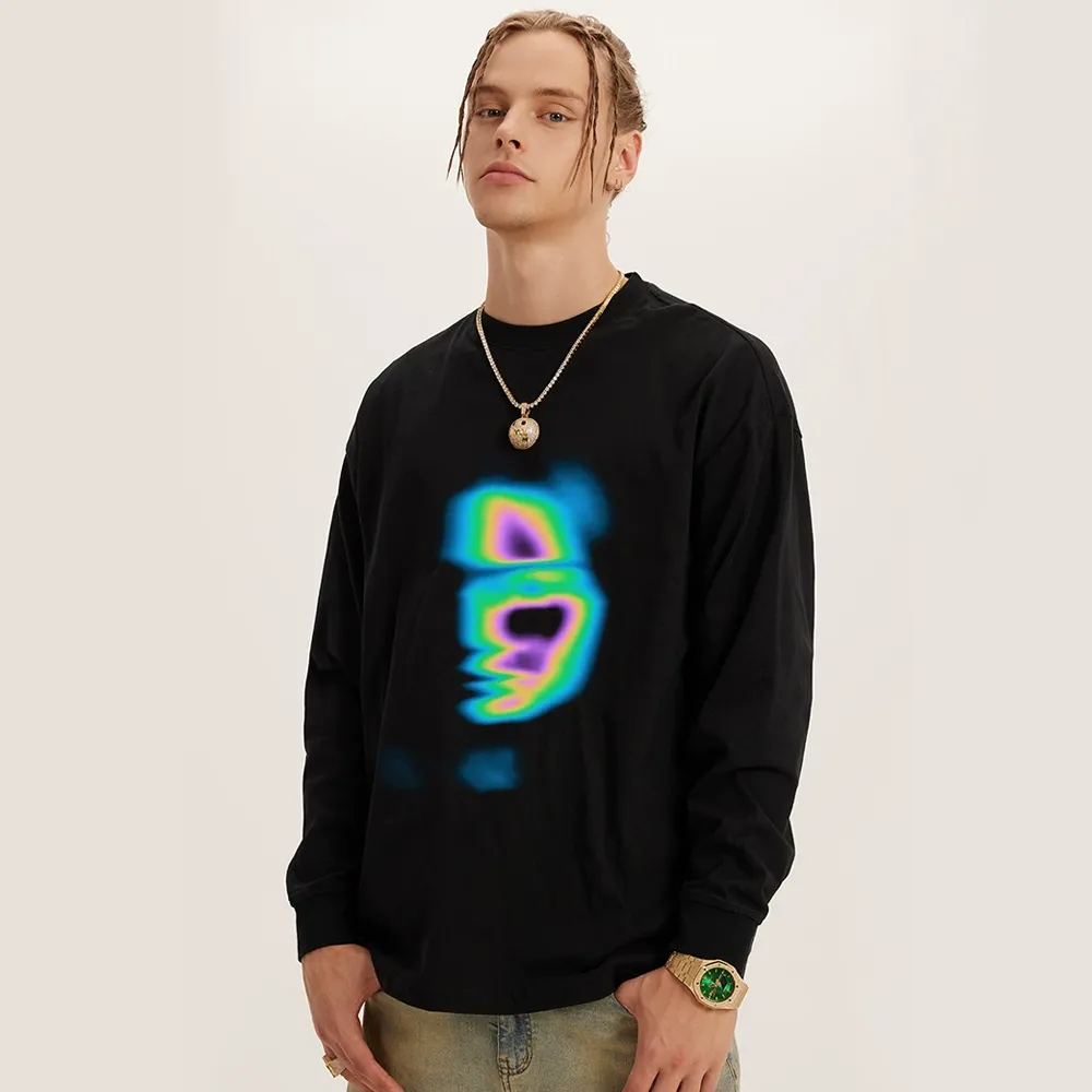 Retro Humanoid Energy Half Face Long Sleeve Shirt