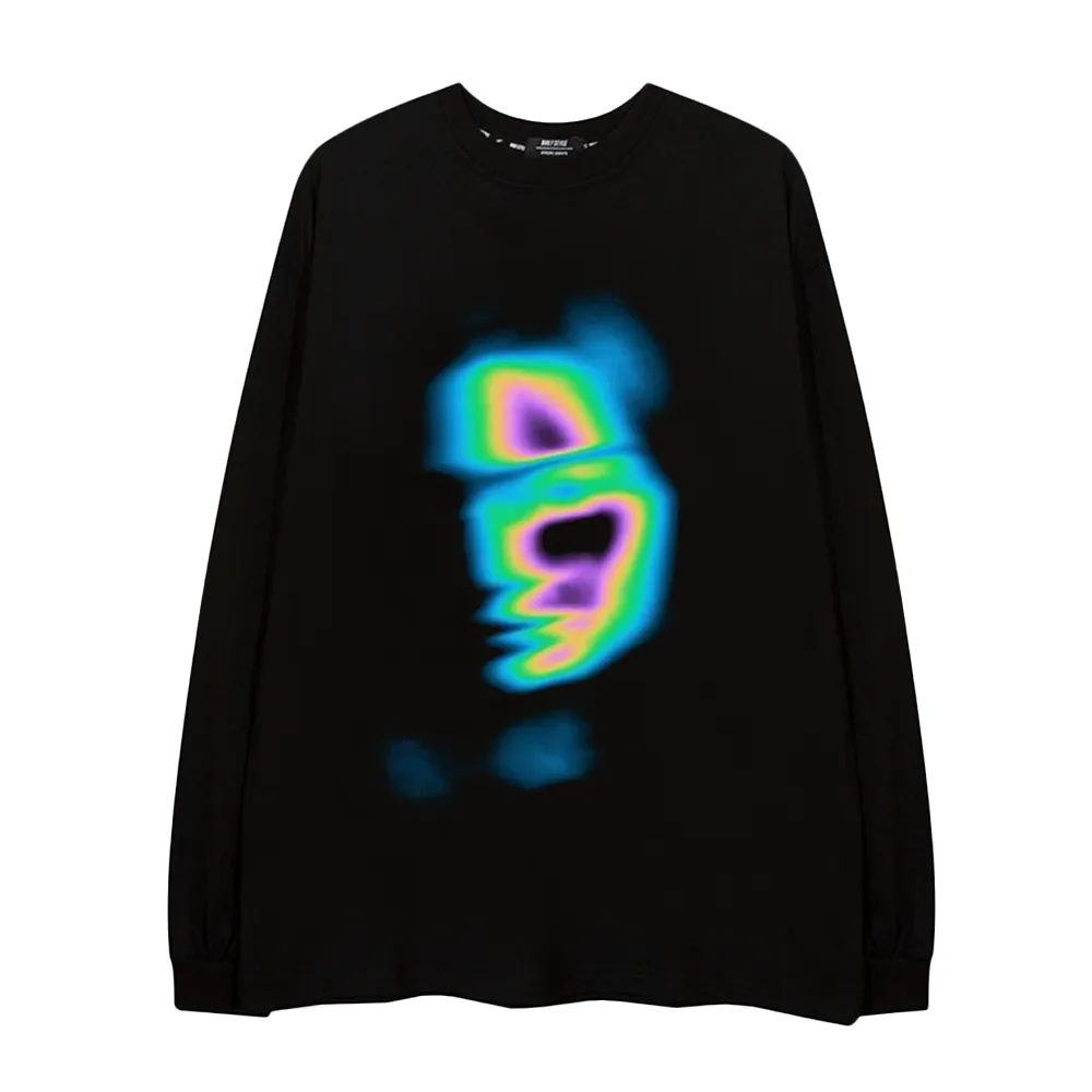 Retro Humanoid Energy Half Face Long Sleeve Shirt