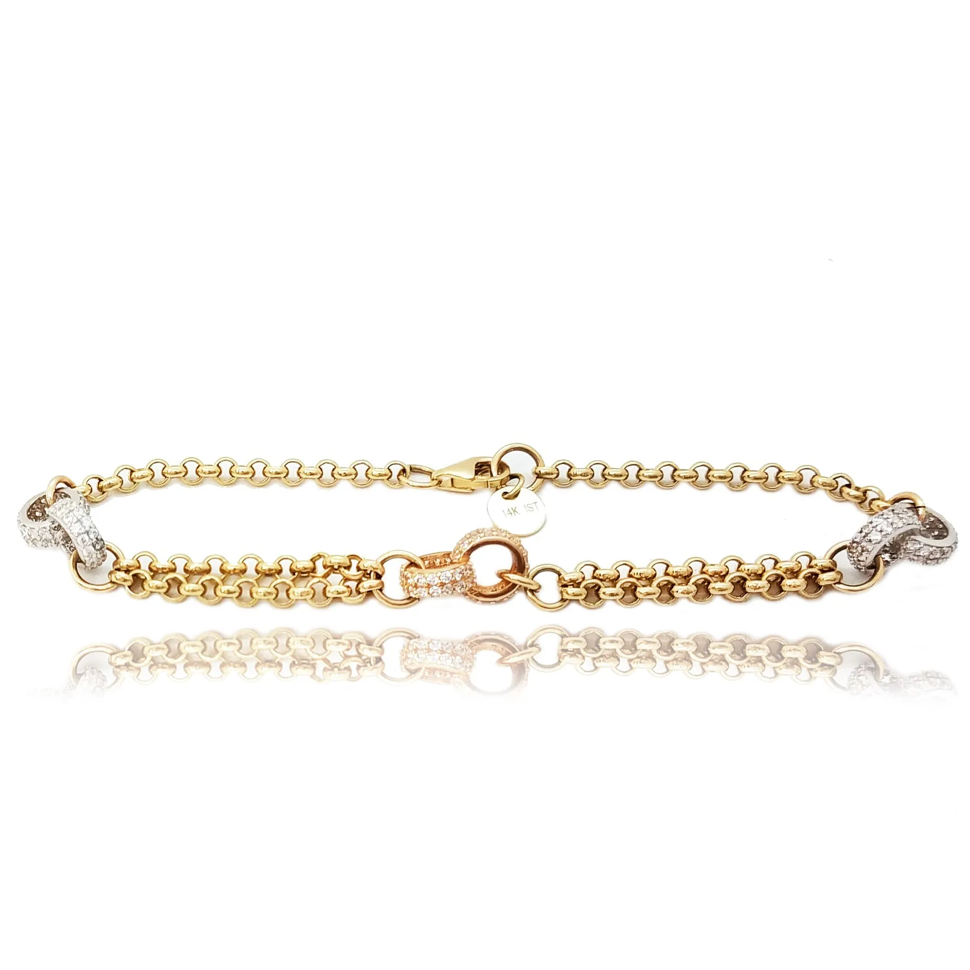 Rolo Tri-Color Gold Bracelet (14K)