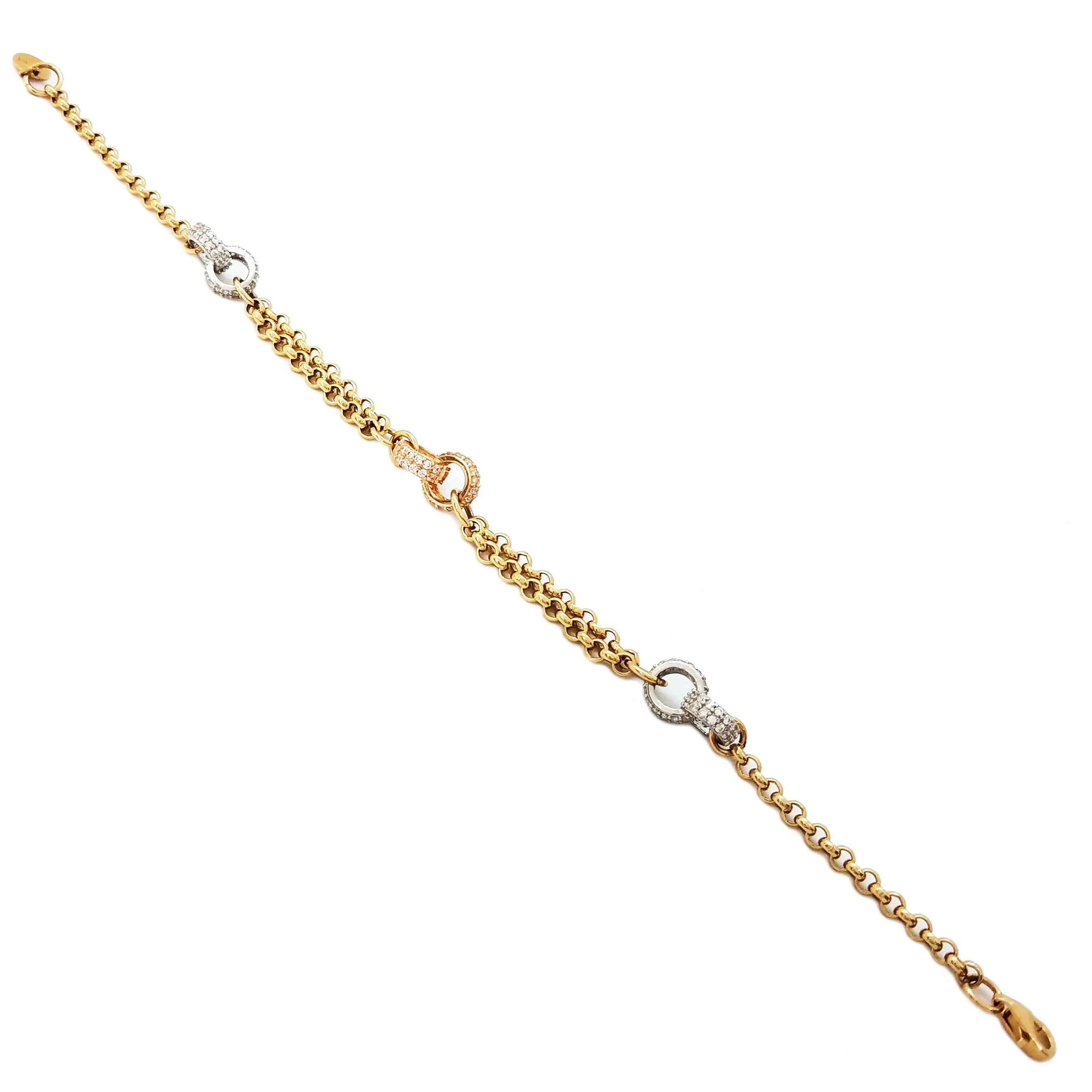 Rolo Tri-Color Gold Bracelet (14K)