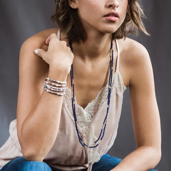 Scout Curated Wears Stone Wrap Bracelet/Necklace - White Fossil Jasper