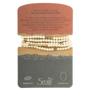 Scout Curated Wears Stone Wrap Bracelet/Necklace - White Fossil Jasper