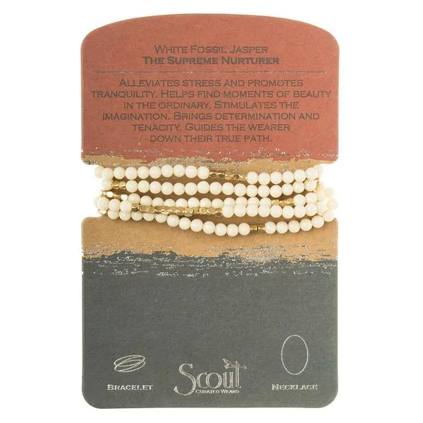 Scout Curated Wears Stone Wrap Bracelet/Necklace - White Fossil Jasper