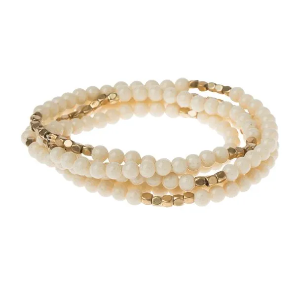 Scout Curated Wears Stone Wrap Bracelet/Necklace - White Fossil Jasper