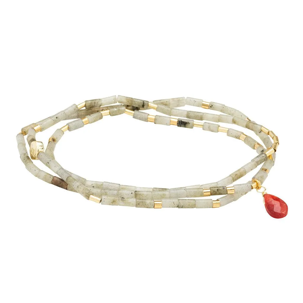 Scout Curated Wears Teardrop Stone Wrap Bracelet - Labradorite/Fuchsia