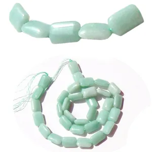 Semi-precious Amazonite ~12x7-8mm rectangle genuine natural center-drilled stone - 5 beads
