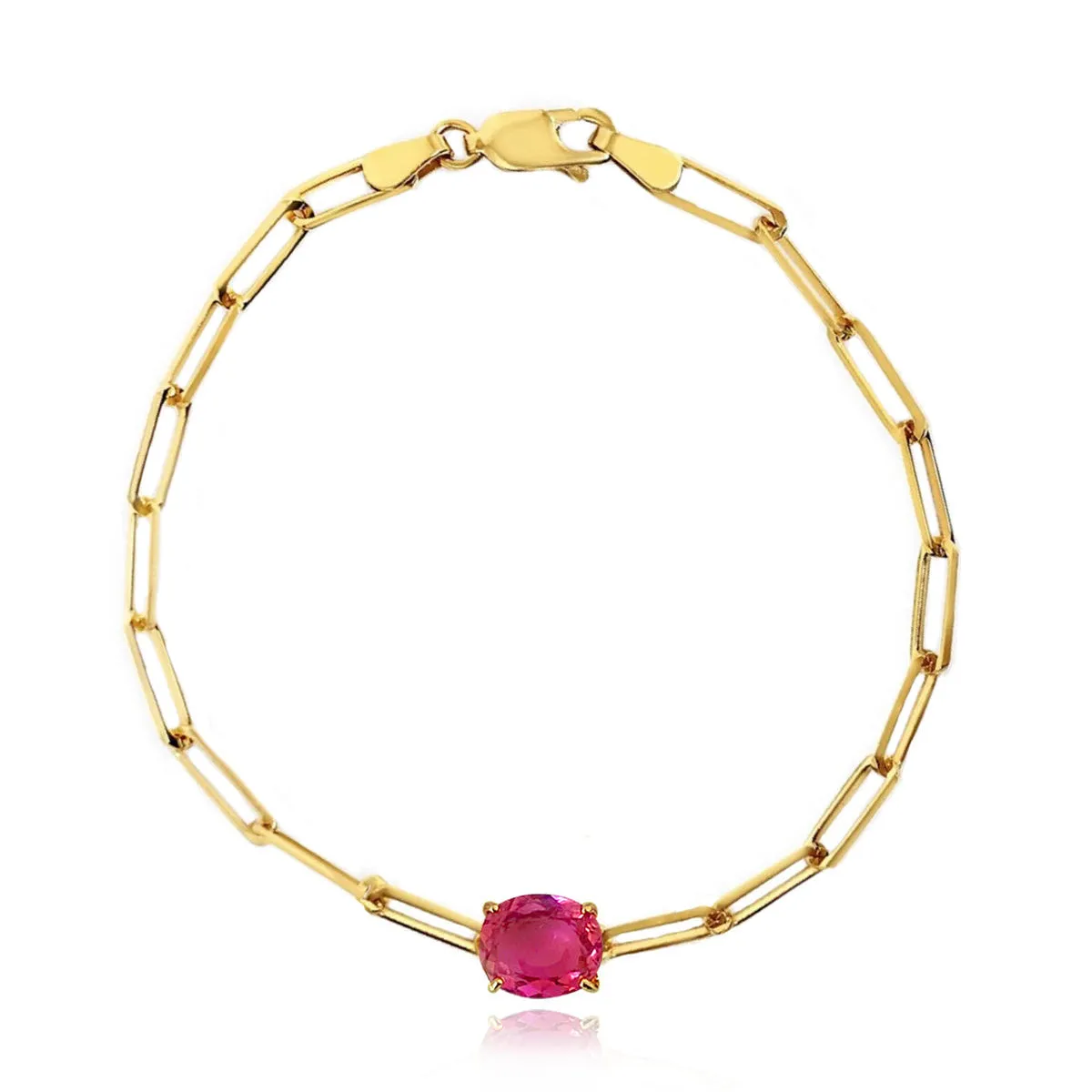 Semi Precious Gemstone Paperclip Bracelet