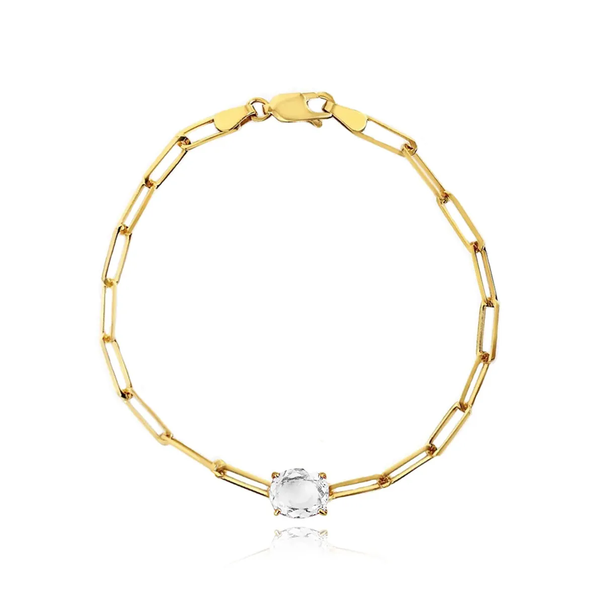Semi Precious Gemstone Paperclip Bracelet
