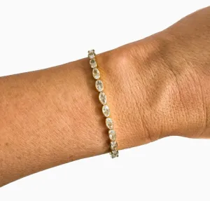 Semi-Precious Pave Gold Filled Adjustable Bracelets - Encased Oval