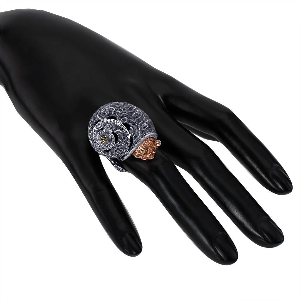 Silver & Gold Codi The Snail Cora Ring with Diamonds